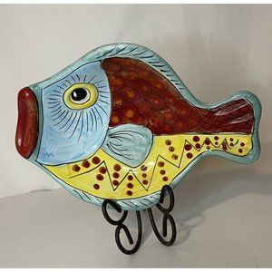 Fish Plate Hand Painted Desuir Pottery for Vietri Ceramic Wall Decor Italy 10" w